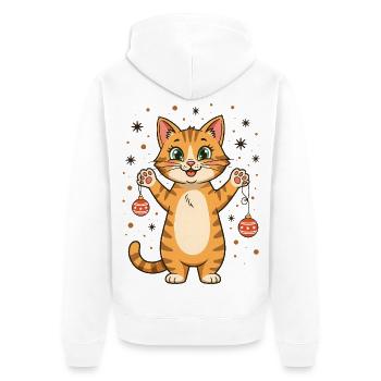Cat Christmas Sweater Cats Christmas Funny - Unisex Premium Organic Zip Hoodie - white - Back - Thijin (182cm)