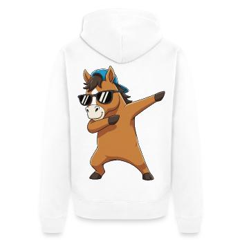 Cool Dabbing Horse Sunglasses Cartoon Art - Unisex Premium Organic Zip Hoodie - white - Back - Thijin (182cm)