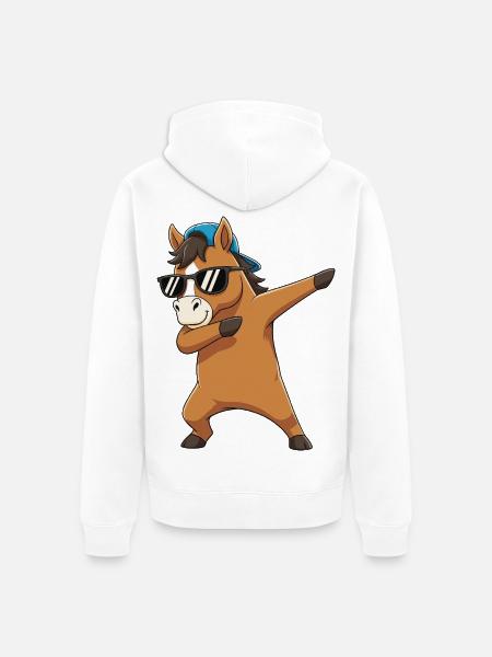 Cool Dabbing Horse Sunglasses Cartoon-Kunst - Unisex Premium Bio Zip Hoodie - Weiß