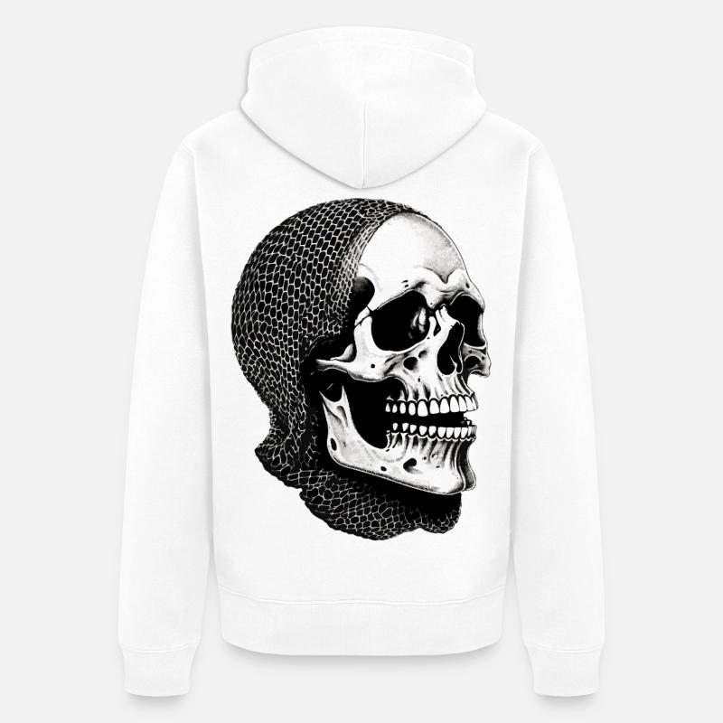 Crâne dans une écharpe en filet - Veste à capuche bio Premium Unisexe - blanc