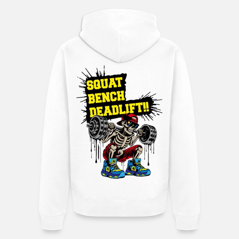Soulevé de terre SquadBenchLift - Veste à capuche bio Premium Unisexe - blanc