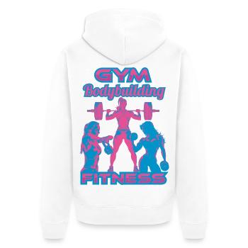 Fitness-gymGirls - Veste à capuche bio Premium Unisexe - blanc - Dos - Thijin (182cm)