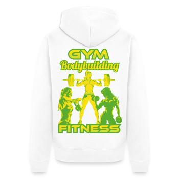 Fitness-gymGirlsG - Veste à capuche bio Premium Unisexe - blanc - Dos - Thijin (182cm)