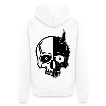 Crâne et démon yin et yang - Veste à capuche bio Premium Unisexe - blanc - Dos - Thijin (182cm)