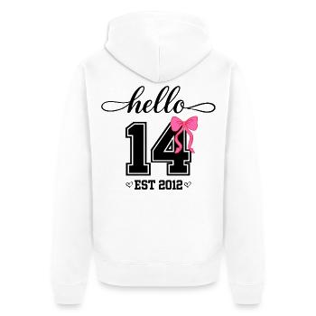 Hello 14 Est 2012 Mädchen Geburtstag Design - Unisex Premium Bio Zip Hoodie - Weiß - Hinten - Thijin (182cm)