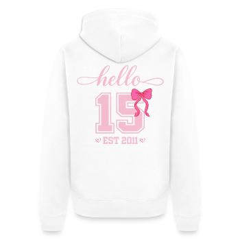 Hello 15 Est 2011 Mädchen Geburtstag Design - Unisex Premium Bio Zip Hoodie - Weiß - Hinten - Thijin (182cm)