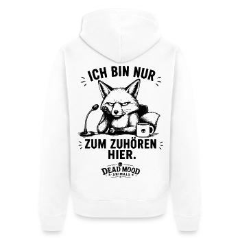 Genervter Fuchs | Lustiger Meeting Büro Spruch - Unisex Premium Bio Zip Hoodie - Weiß - Hinten - Thijin (182cm)