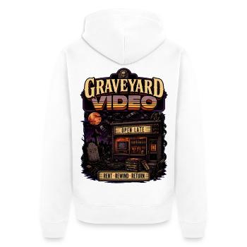 Vidéo du cimetière Ouverture tardive Rétro - Veste à capuche bio Premium Unisexe - blanc - Dos - Thijin (182cm)
