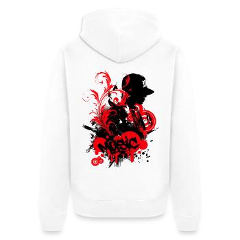 Graffiti Hip Hop Music Red On Black - Unisex Premium Organic Zip Hoodie - white - Back - Thijin (182cm)