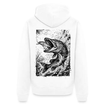 Pike sur le Wobbler | Collection Classique - Veste à capuche bio Premium Unisexe - blanc - Dos - Thijin (182cm)