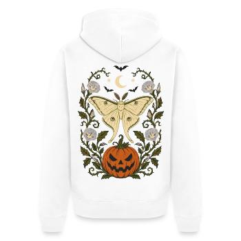 Papillon de nuit lunaire d’Halloween & Jack O' Lantern - Veste à capuche bio Premium Unisexe - blanc - Dos - Thijin (182cm)