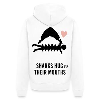 Les requins se serrent dans leurs bras avec leur bouche - Veste à capuche bio Premium Unisexe - blanc - Dos - Thijin (182cm)