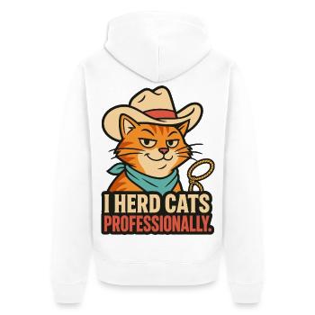 I Herd Cats Professionally – Katzen Humor - Unisex Premium Bio Zip Hoodie - Weiß - Hinten - Thijin (182cm)