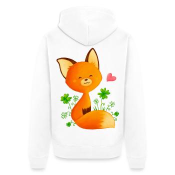 Süßer kleiner irischer Fuchs auf dem Glückskleeblattfeld - Unisex Premium Bio Zip Hoodie - Weiß - Hinten - Thijin (182cm)