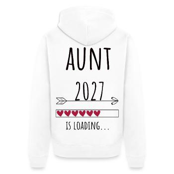 Pregnancy Announcement – Tante 2027 Geschenk - Unisex Premium Bio Zip Hoodie - Weiß - Hinten - Thijin (182cm)