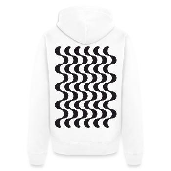 Opart-Wellen - Unisex Premium Bio Zip Hoodie - Weiß - Hinten - Thijin (182cm)
