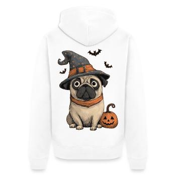 Mops Halloween - Unisex Premium Bio Zip Hoodie - Weiß - Hinten - Thijin (182cm)