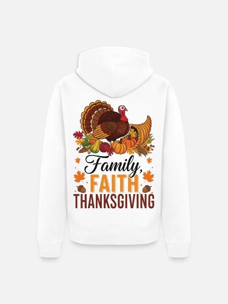 Thanksgiving-Familie Glaubenstruthahn - Unisex Premium Bio Zip Hoodie - Weiß
