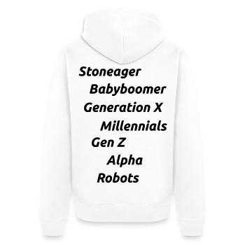 Generations - Unisex Premium Bio Zip Hoodie - Weiß - Hinten - Thijin (182cm)