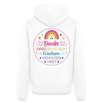 Danke dass Du mir beim Wachsen geholfen hast - Unisex Premium Bio Zip Hoodie - Weiß - Hinten - Thijin (182cm)