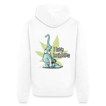 Bong Blubber Weed Alien - I love bubbles - Unisex Premium Organic Zip Hoodie - white - Back - Thijin (182cm)