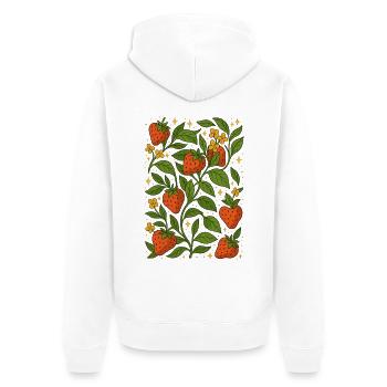 Erdbeerliebe Sommer - Unisex Premium Bio Zip Hoodie - Weiß - Hinten - Thijin (182cm)