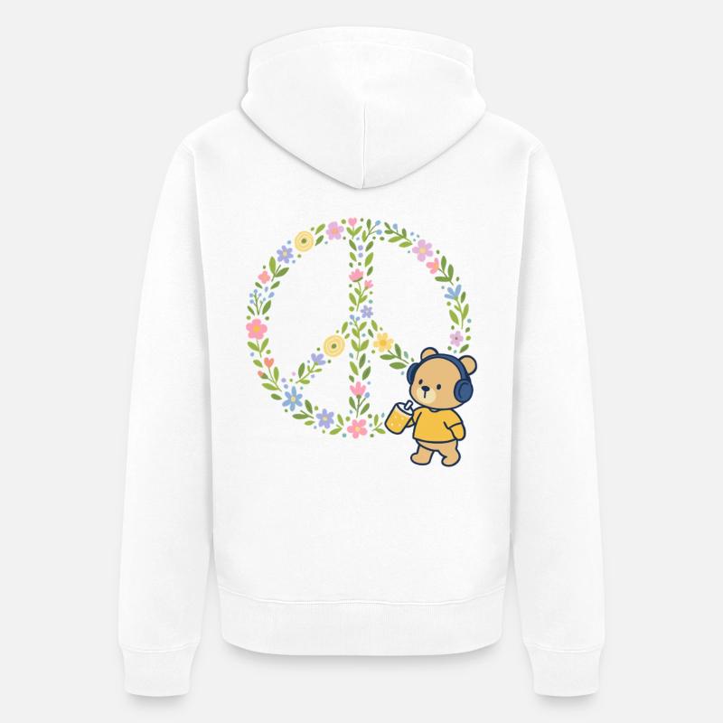 Paix Fleurs Fleurs - Veste à capuche bio Premium Unisexe - blanc