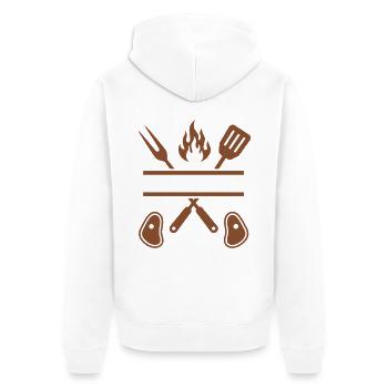 Barbecuing is a man's thing - Unisex Premium Organic Zip Hoodie - white - Back - Thijin (182cm)