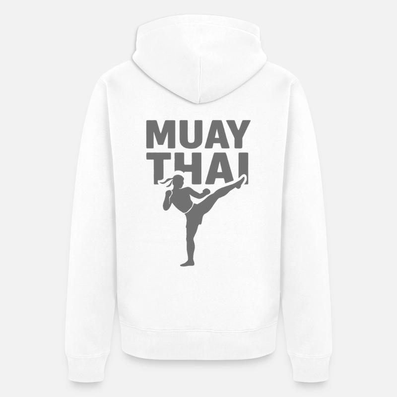 Combattant de Muay Thai - Veste à capuche bio Premium Unisexe - blanc