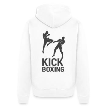 Kickbox Fight Silhouette - Unisex Premium Bio Zip Hoodie - Weiß - Hinten - Thijin (182cm)