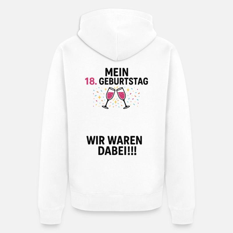 Fête Signature du 18e anniversaire - Veste à capuche bio Premium Unisexe - blanc