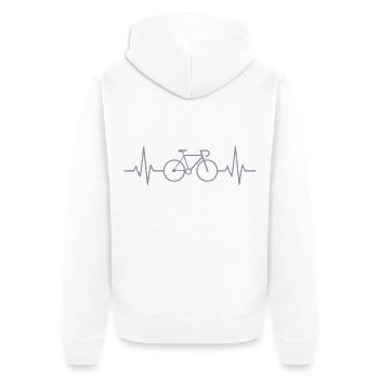 Fahrrad Herzschlag – Bike Pulse Line - Unisex Premium Bio Zip Hoodie - Weiß - Hinten - Thijin (182cm)