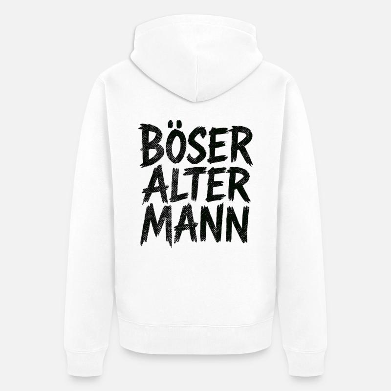 Vieil homme maléfique – déclaration effrontée - Veste à capuche bio Premium Unisexe - blanc