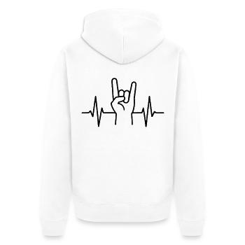 Rockhand Herzschlag - Unisex Premium Bio Zip Hoodie - Weiß - Hinten - Thijin (182cm)