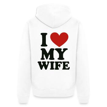 I Love My Wife – Declaration of Love Shirt - Unisex Premium Organic Zip Hoodie - white - Back - Thijin (182cm)