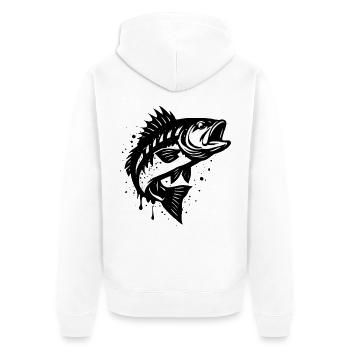 Predatory Fish Splash – Fishing in Style - Unisex Premium Organic Zip Hoodie - white - Back - Thijin (182cm)