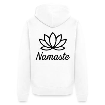 Namaste – Lotus Flower Yoga Design - Unisex Premium Organic Zip Hoodie - white - Back - Thijin (182cm)