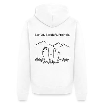 Montagne aux pieds nus Air Liberté - Veste à capuche bio Premium Unisexe - blanc - Dos - Thijin (182cm)