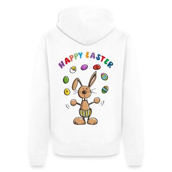 Happy Easter Osterhase - Bunny - Unisex Premium Bio Zip Hoodie - Weiß - Hinten - Thijin (182cm)