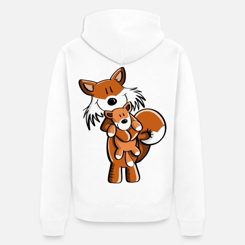 Fuchs avec bébé renard - cadeau comique - enfants - Veste à capuche bio Premium Unisexe - blanc