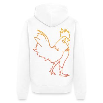 Hen cock illustration - Unisex Premium Organic Zip Hoodie - white - Back - Thijin (182cm)