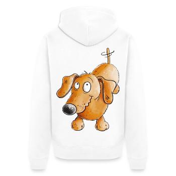 Joyeux teckel I Teckel I Chien - Veste à capuche bio Premium Unisexe - blanc - Dos - Thijin (182cm)
