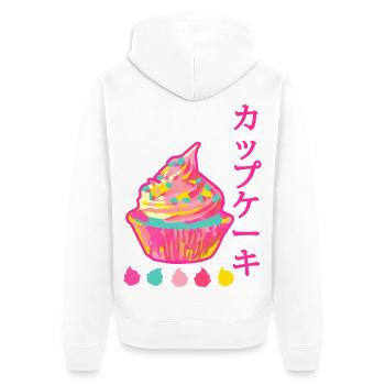 Kawaii Neon Rainbow Japan Cupcake - Unisex Premium Bio Zip Hoodie - Weiß - Hinten - Thijin (182cm)