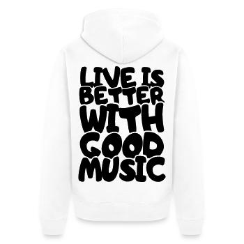 Das Leben ist besser mit guter Musik # - Unisex Premium Bio Zip Hoodie - Weiß - Hinten - Thijin (182cm)