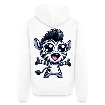 Fröhliches Zebra mit offenen Armen herzlich - Unisex Premium Bio Zip Hoodie - Weiß - Hinten - Thijin (182cm)