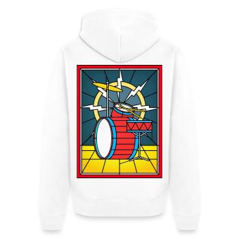Schlagzeug aus Buntglas - Unisex Premium Bio Zip Hoodie - Weiß - Hinten - Thijin (182cm)