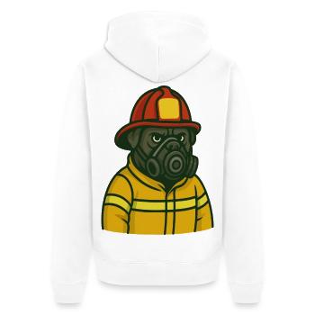 Gasmaske Feuerwehrmann - Unisex Premium Bio Zip Hoodie - Weiß - Hinten - Thijin (182cm)