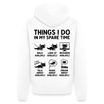 Funny Axolotl Hobby Saying Leisure Time - Unisex Premium Organic Zip Hoodie - white - Back - Thijin (182cm)