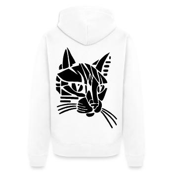 Chat tribal noir - Veste à capuche bio Premium Unisexe - blanc - Dos - Thijin (182cm)