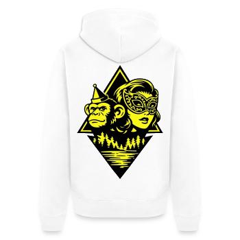 Pulp Duo - Unisex Premium Bio Zip Hoodie - Weiß - Hinten - Thijin (182cm)